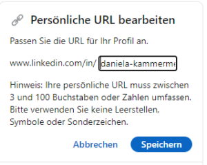 Linkedin Profil URL optimierung